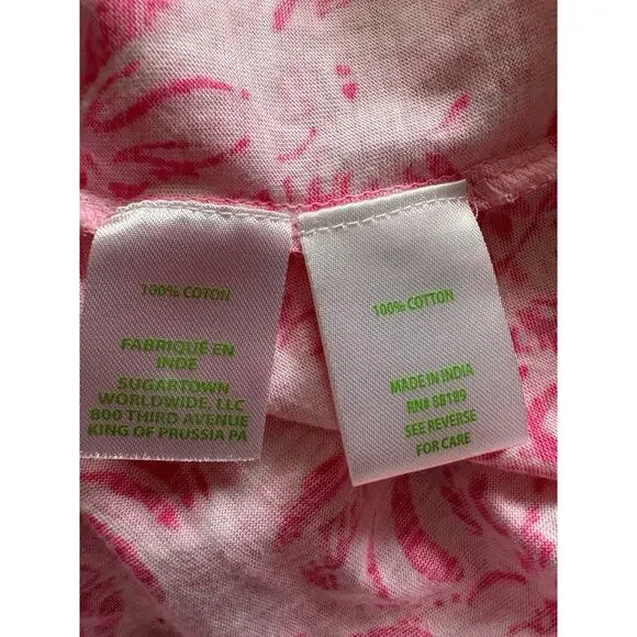 Lilly Pulitzer Geanna Swing Dress — S Pink Blossom Foxy Llama 3/4 Sleeve Tiered - Picture 7 of 10